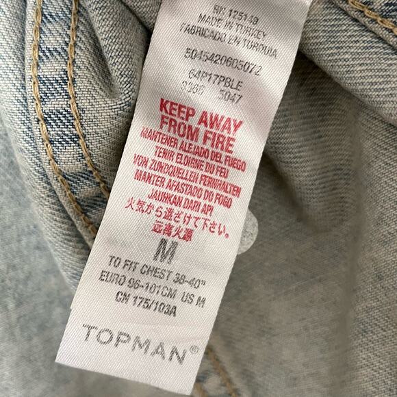 Topman Distressed Denim Jacket - Size M - NWT - Picture 9 of 10